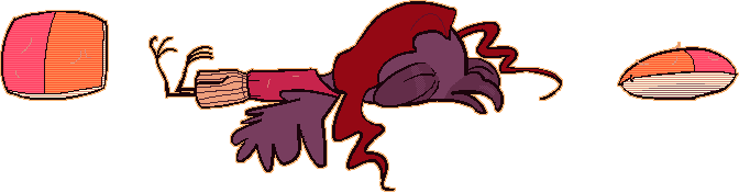 a cartoon bird asleep with a couple of pillows